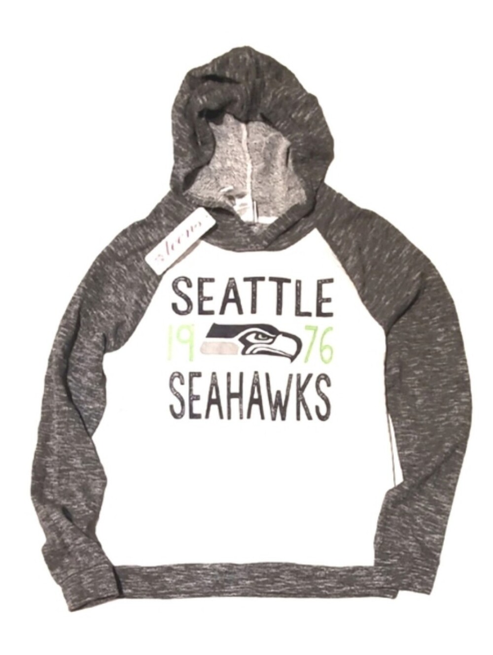 New Seattle SEAHAWKS Football 12 fan Quilted Hoodie Hooded Sweatshirt Juniors L - Picture 2 of 8